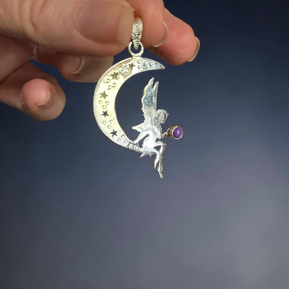 Fairy Moon Purple Mohave Turquoise 925 Pendant